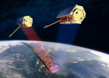 TerraSAR-X and TanDEM-X radar satellites in space