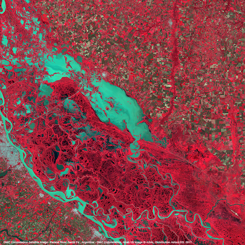 DMC Constellation Satellite Image - Paraná River, Sante Fe