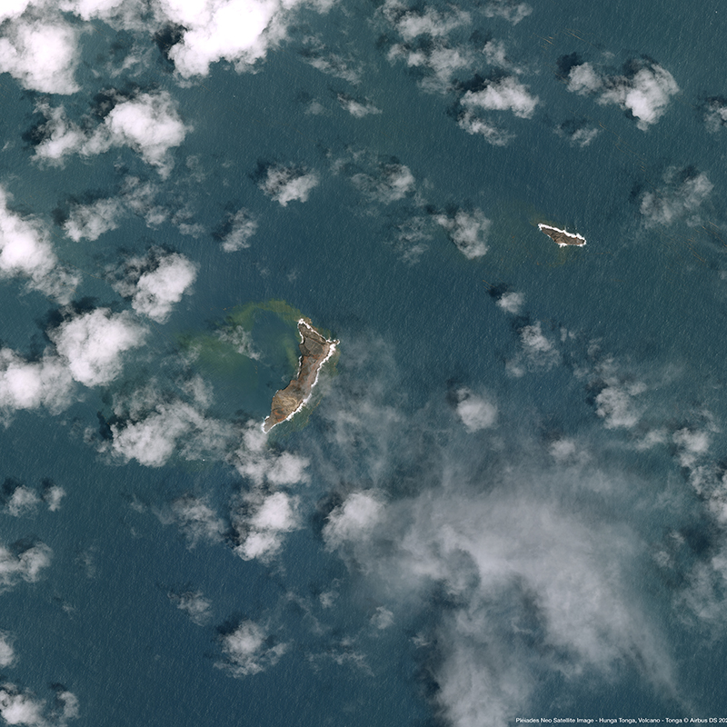 Pléiades Neo - Hunga Tonga, Volcano Pléiades Neo - Hunga Tonga, Volcano