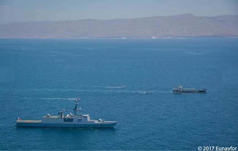 Frigate out on the ocean