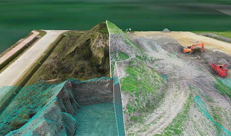 A high resolution 3D model layer that compares two models of the same location and detects changes, such as infrastructure or construction changes