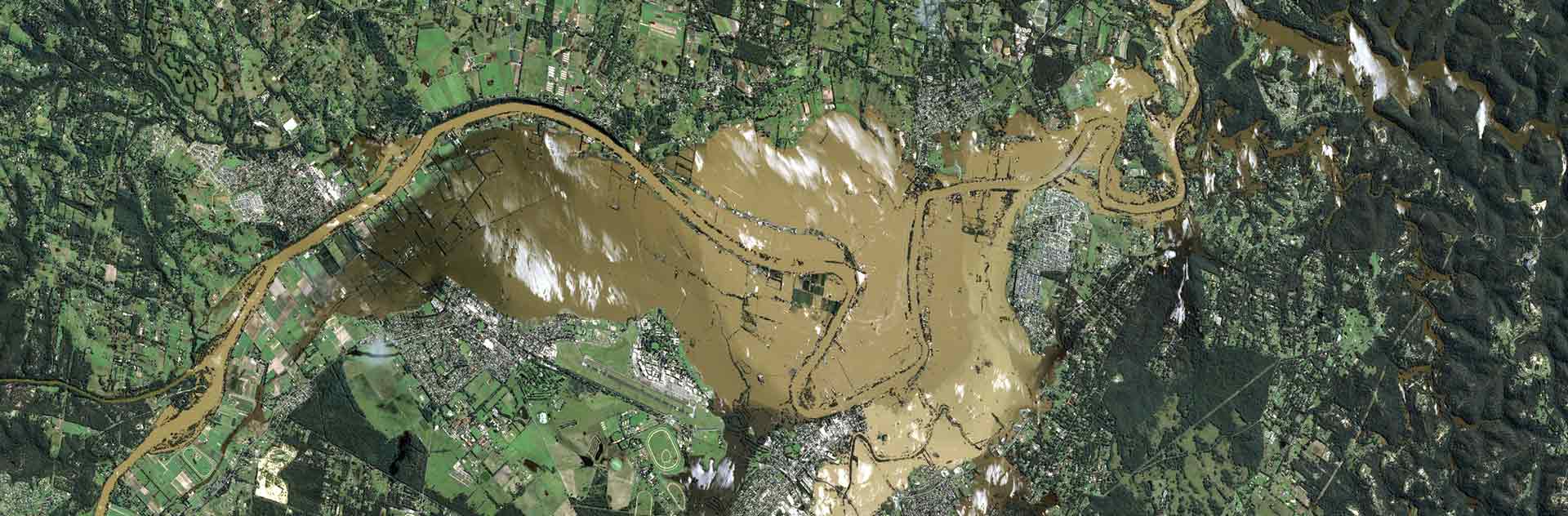 Hawkesbury River Valley floods in New South Wales, Australia on 24 March 2021