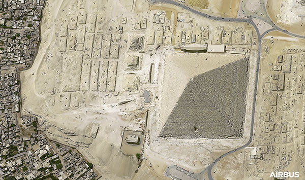 Kheops Pyramid, Cairo, Egypt at 30cm resolution by Pléiades Neo 3 satellite, copyright Airbus DS 2021