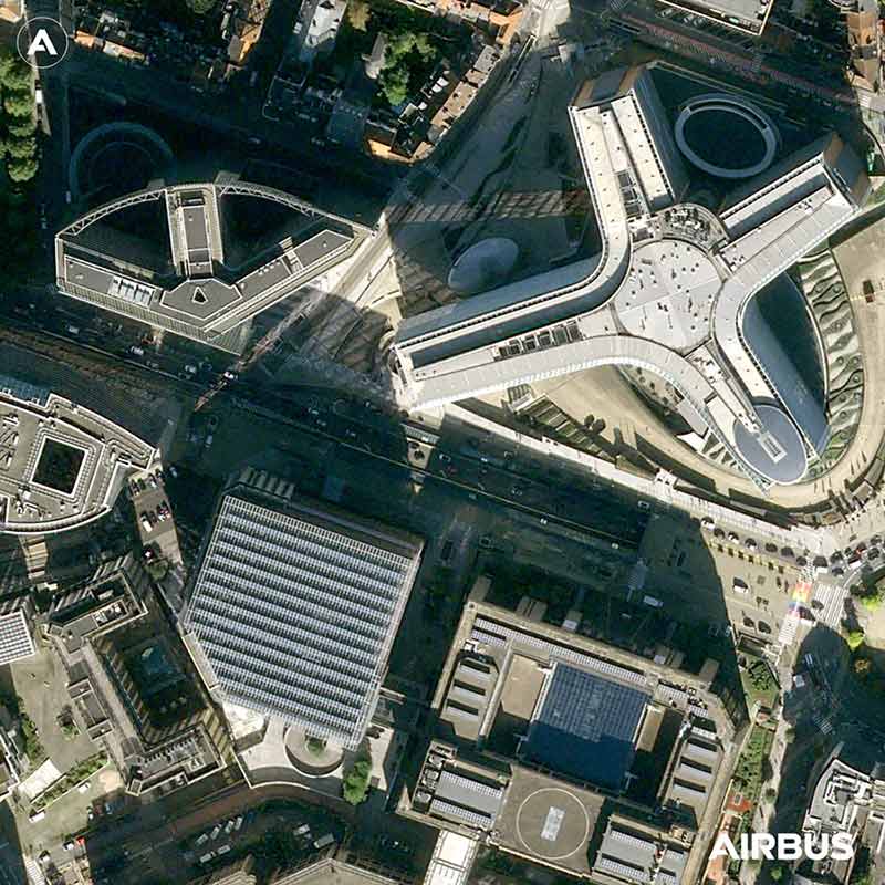 European Commission, Brussels at 30cm resolution by Pléiades Neo 3 satellite, copyright Airbus DS 2021