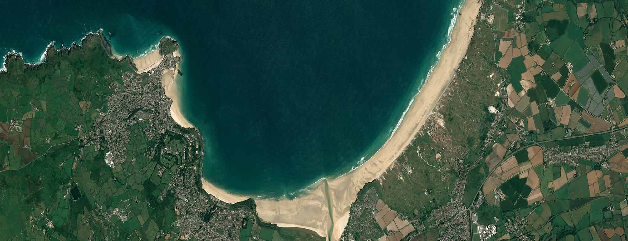 Pléiades image of Carbis Bay showing coastal waters
