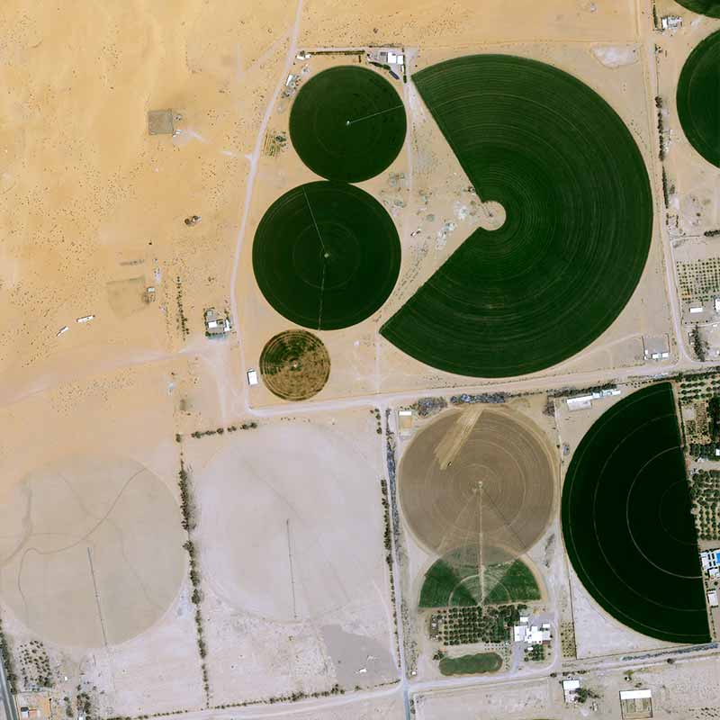 Since 1985, Saudi Arabia has launched a program to install agricultural farms in the desert.