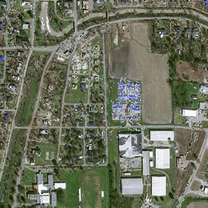 30cm resolution Pléiades Neo satellite captured storm aftermath in the city of Rolling Fork, Mississippi, United States.