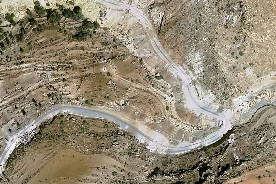 Landslides on the road between Amizmiz and Tafeghaghte -Pléiades Neo 30cm resolution