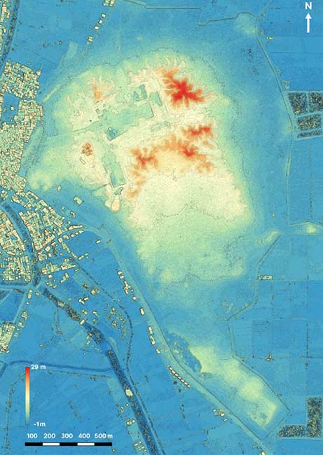 DSM with contour map of the site of Tanis from the tri-stereo Pleiades Neo