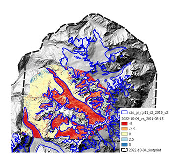 Elevation changes from 15 August 2022 to 4 October 2022